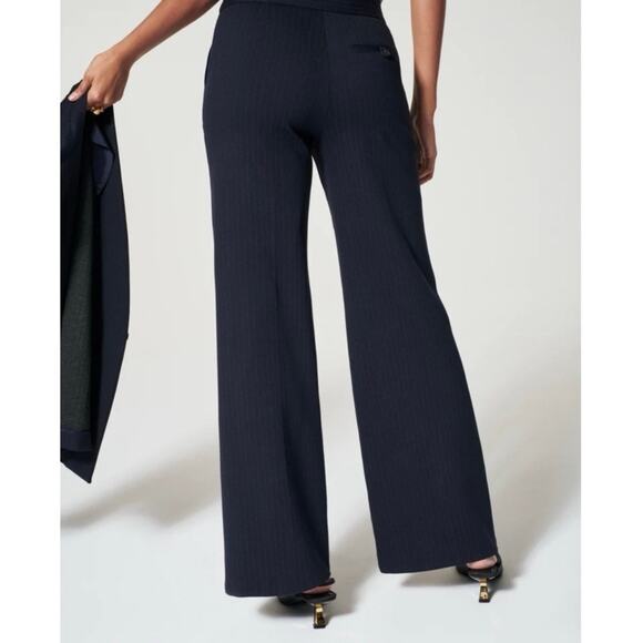 SPANX Perfect Pant High Rise Wide Leg Classic Solid Navy - Picture 2 of 11